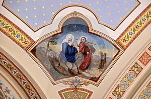 Flight to Egypt, fresco in the church of Saint Matthew in Stitar, Croatia