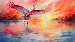 flight water color flamingo photo