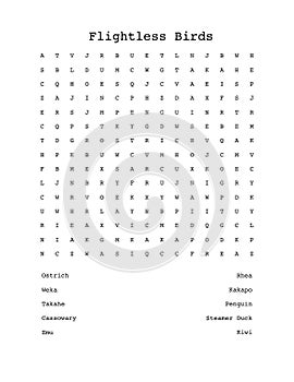 Flightless birds word search