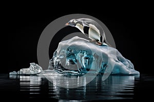 Flightless Penguin warm iceberg bird. Generate Ai