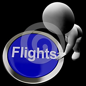 Flights Button For Overseas Vacation Or Holidays