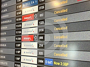 Flights cancelled. Global travel restriction.