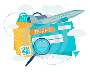 Flights Check in and Booking Service Flat Cartoon