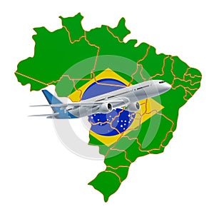 Flights to Brazil, travel concept. 3D rendering