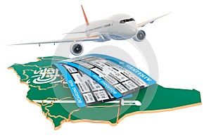 Flights to Saudi Arabia concept. 3D rendering