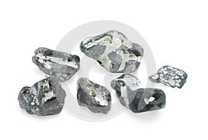 A flint rock on a white background