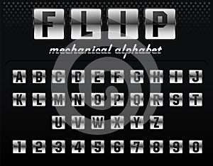 Flip board font set, mechanical display design.