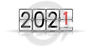 Flip countdown clock counter; Black digit on white board.