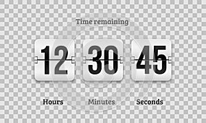 Countdown clock flip counter vector digital timer