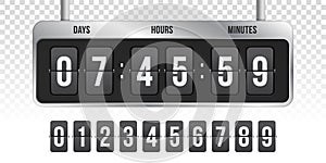 Flip countdown clock vector timer counter