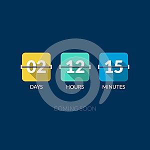 Flip Countdown timer vector clock counter. Flat style