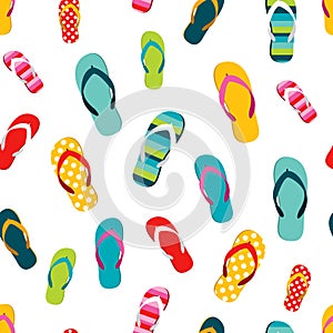 Flip flop color summer pattern. Seamless repeat pattern, background.