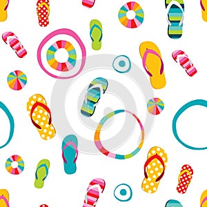 Flip flop color summer pattern. Seamless repeat pattern, background