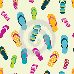 Flip flop color summer pattern. Seamless repeat pattern, background.