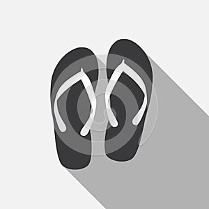 Flip Flop Flat Icon with Long Shadow, Vector