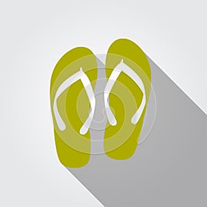 Flip Flop Flat Icon with Long Shadow, Vector