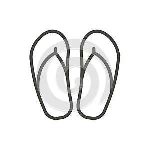 Flip flop icon vector. Line beach flops symbol isolated. Trendy flat outline ui sign design. Thin l