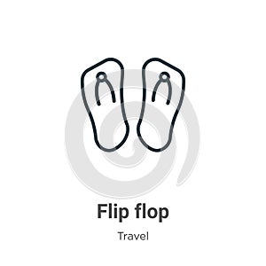 Flip flop outline vector icon. Thin line black flip flop icon, flat vector simple element illustration from editable travel
