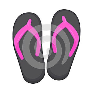 Flip Flop Pink Sign Emoji Icon Illustration. Summer Sandal Vector Symbol Emoticon Design Clip Art Sign Comic Style.