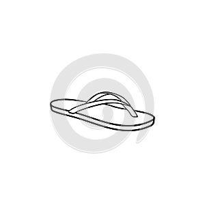 Flip flop sandal hand drawn outline doodle icon.