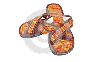 Flip flop sandals beach shoes on white background