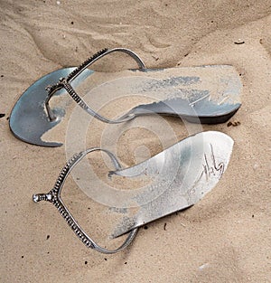 Flip Flop Sandals Forgotten in the Sand