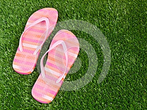 Flip Flop Sandals on Grass Spring Summer