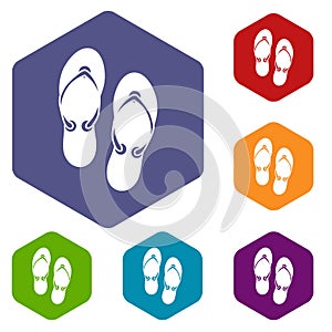 Flip flop sandals icons set