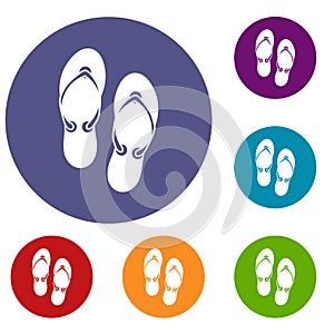 Flip flop sandals icons set