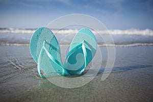 Flip Flop Sandals in the Sand at the Beach