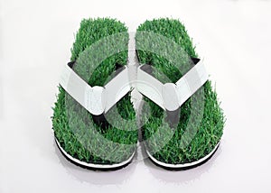 Flip-Flop Slipper with Green Grass Comfort Concept