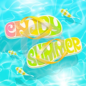 Flip-flop with summer greeting photo