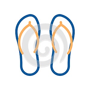 Flip flops beach footwear icon. Vector thin line illustration.