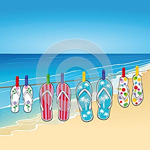 Flip flops on beach