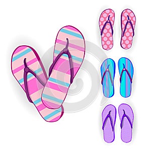Flip Flops Icon Summer Slippers Foot Wear Set Collection