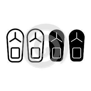 Flip flops line and glyph icon. Beach slippers vector illustration isolated on white. Footwear outline style design