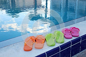 Flip flops and pool accessories