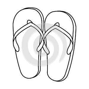 Flip flops sandals footwear cartoon in black and white