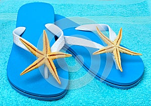 Flip flops with starfish.