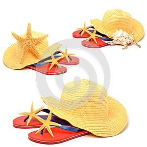 Flip flops with starfishes.