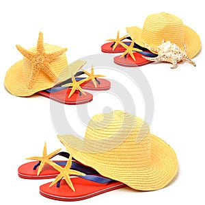 Flip flops with starfishes. photo