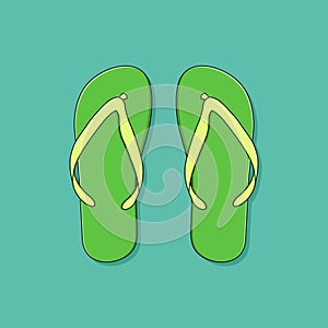 Flip Flops Vector Icon Illustration. Sandals Shoes Vector. Flat Cartoon Style Suitable for Web Landing Page, Banner, Flyer,