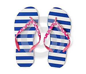 Flip flops on white with clipping path