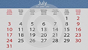 Flip pasteboard calendar