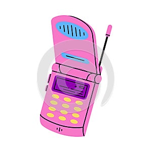 Flip Phone as Bright Item from Nineties Vector Illustration