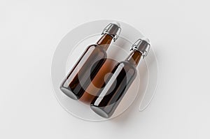 Flip-top beer bottle mockup. Two Bottles