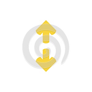 Flip Vertical vector icon. two yellow opposite arrows isolated on white