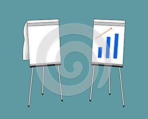 Flipcharts isolated on blue background. Vector illustration