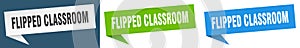 flipped classroom banner. flipped classroom speech bubble label set.