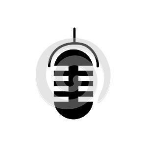 Flipped over microphone icon. Record concept. Radio podcast sign. Music background. Vector illustration. Stock image.